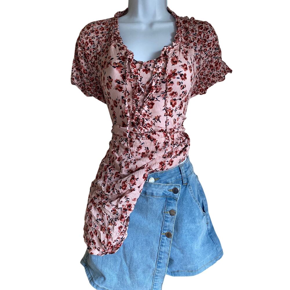 Y2K Maurice's Women's Plus Size 0X Floral Prairie Boho Cottage Core Blouse Soft